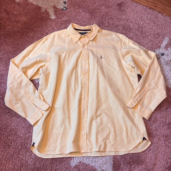 VTG Ralph Lauren Long Sleeve Dress Shirt Mens XXL Yellow Classic Fit Button Down - Picture 1 of 6